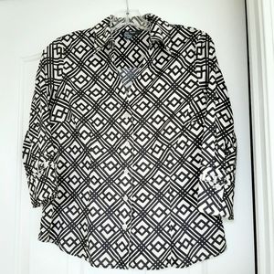 VTG Alfani Fitted 3/4 Sleeves Collared Stretch Cotton Blouses